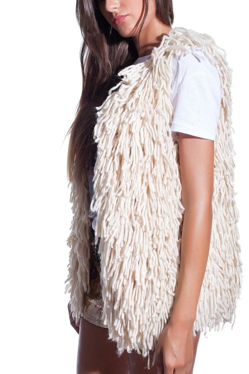 Chaleco punto pelo beige abrigo